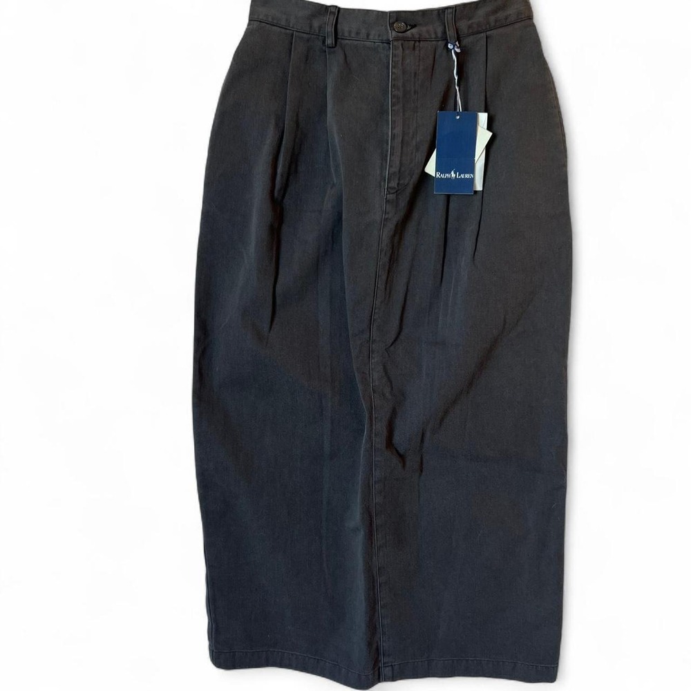 Vintage Ralph Lauren Grey Cotton Denim Midi Pencil Skirt BNWT Size 8